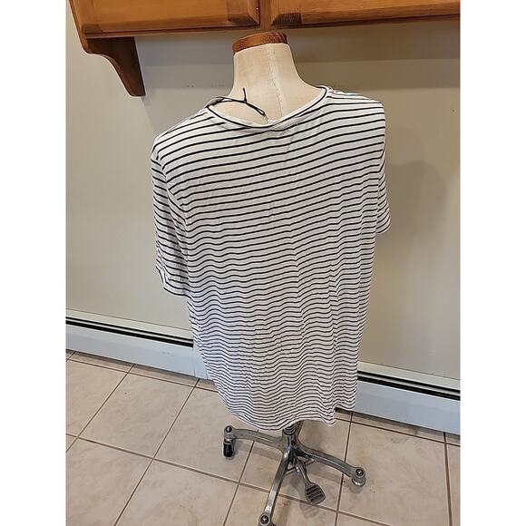 Brit. Ny Black White Striped Tshirt Short Sleeve Shirt Plus Size 3x - Picture 6 of 8